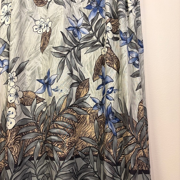 Hilo Hattie Hawaiian Floral Blue Gray Maxi Dress Vintage - Picture 5 of 11